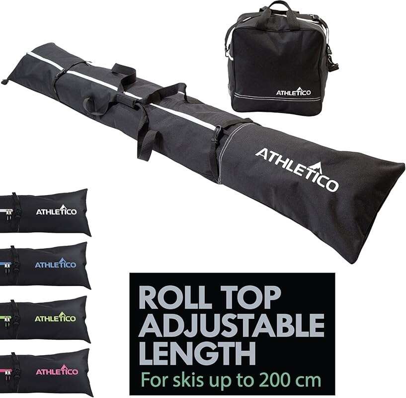 Athletico Ski Bag and Ski Boot Bag Combo - Unpadded, Fit Skis Up to 20