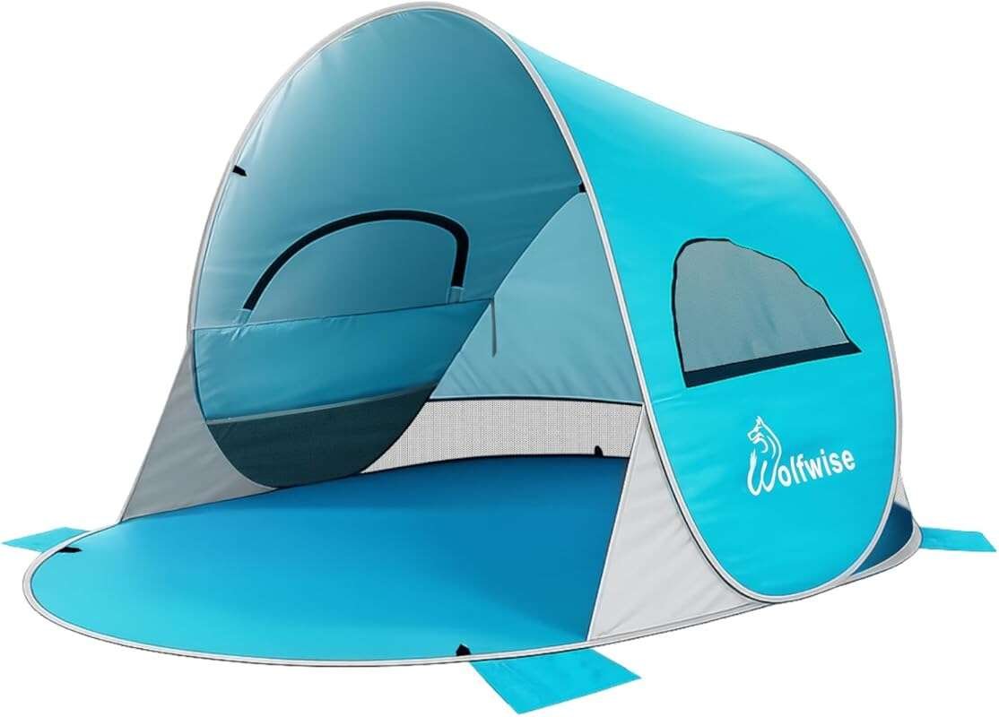 Wolfwise Pop Up Beach Tent with UPF 50+ Protection, Instant Setup for