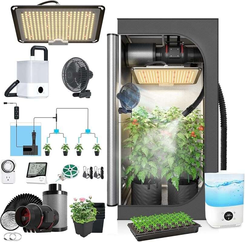 S1000 LED Auto Grow Tent Kit with Ventilation, Carbon Filter & Irrigat