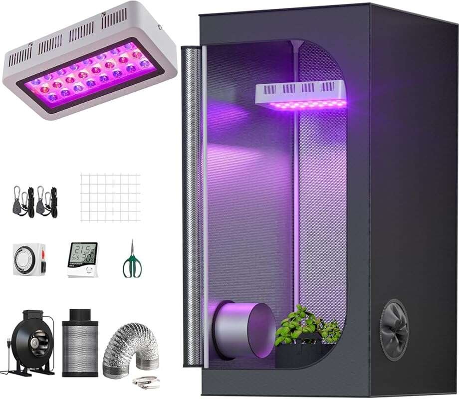 Complete 300W Full-Spectrum LED Grow Kit with Tent, Ventilation & All 