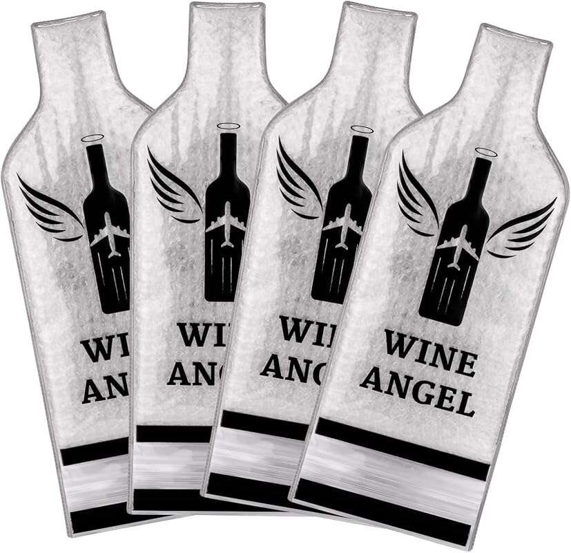Upgraded 4 Set Reusable Wine Bags for Travel, Triple Protection Leak-P