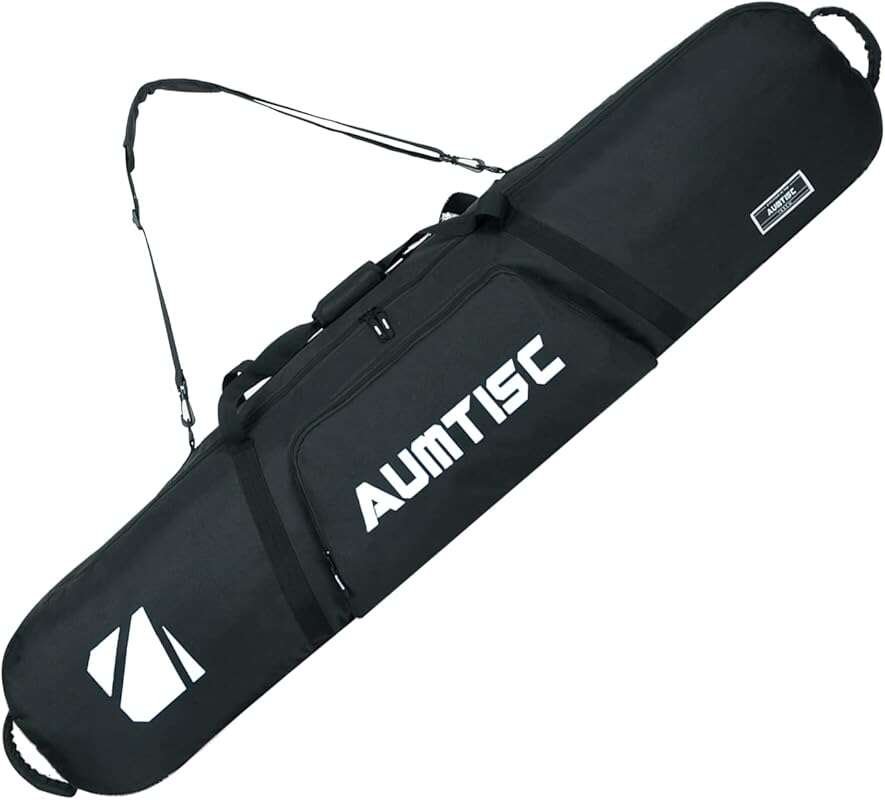 AUMTISC Padded Snowboard Bag for Air Travel with Gear Pockets, Adjusta