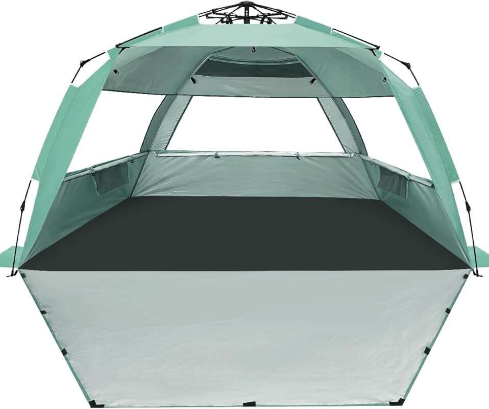 WhiteFang Deluxe Pop Up Beach Tent Shelter for 3-6 Persons, UV Protect