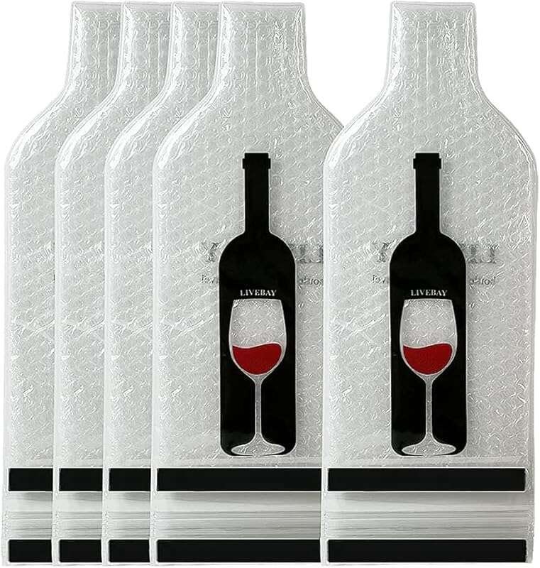 5 Pack Reusable Wine Bag for Safe Travel, Leak-Proof Bottle Sleeves fo