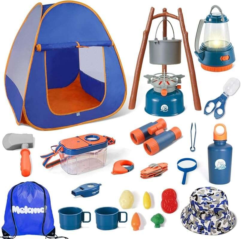 Meland Kids Camping Set with Tent - Pretend Play Outdoor Gear for Todd