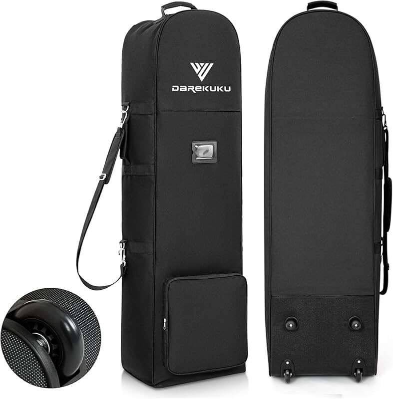 DAREKUKU Lightweight Padded Golf Travel Bag, 900D Oxford, Foldable Design