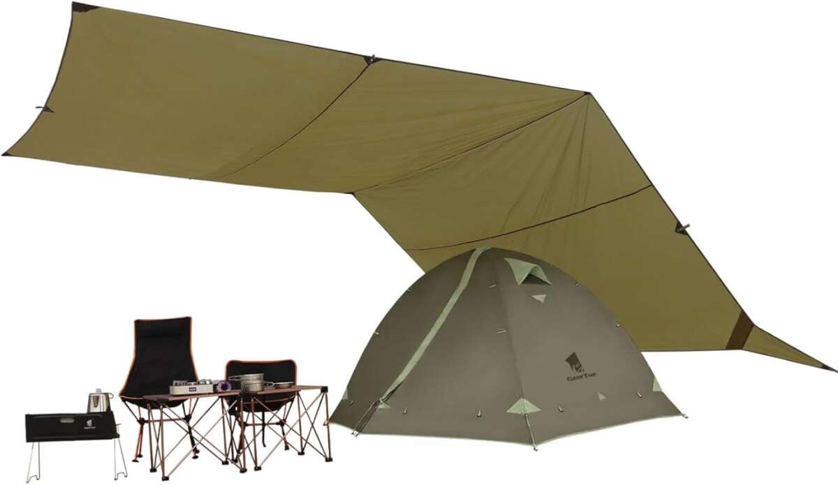 GEERTOP 17 × 10 ft Large Camping Tent Tarp – Waterproof, Flame Retardant Rain Fly for Hiking and Outdoor Use