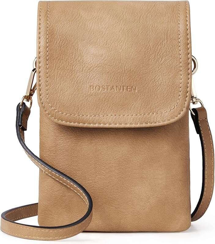 BOSTANTEN Vegan Leather Designer Crossbody Bag with Adjustable Strap, 
