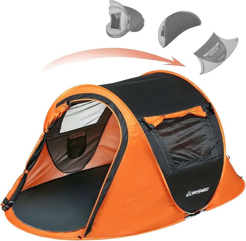 EchoSmile Pop Up Camping Tent - Easy Setup for 2/4/6 People, Water Res