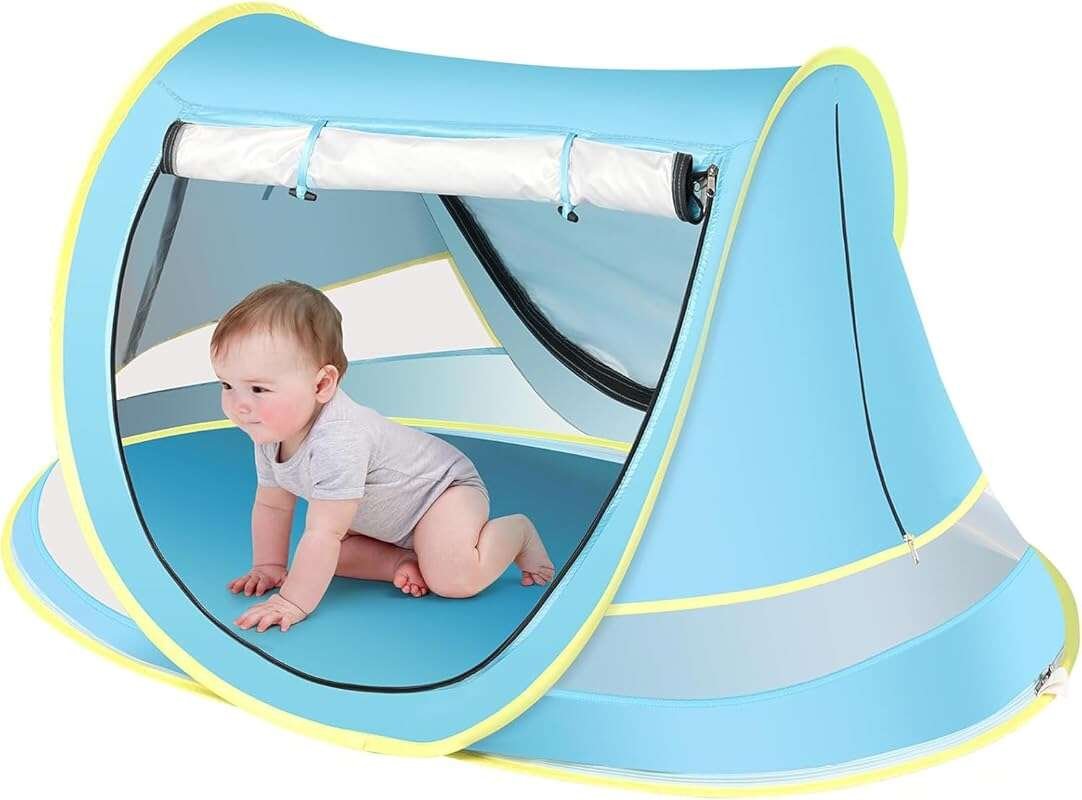 Baby Beach Tent – Pop Up Travel Bed for Boys and Girls with Sun Shade
