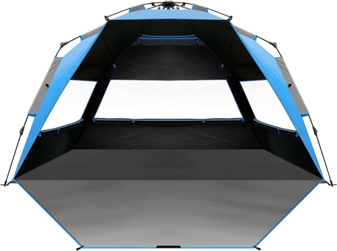 Portable 4 Person Beach Tent with UPF 50+ UV Protection & Blackout She
