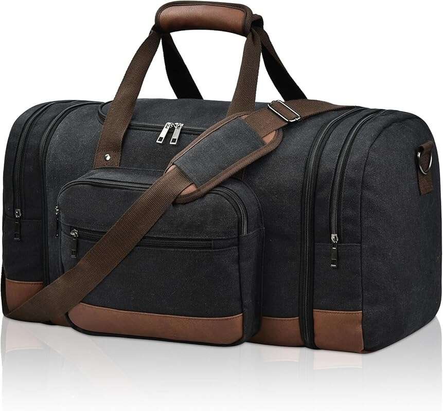 Litvyak 50L Canvas Duffle Bag for Travel, Gym, and Weekend Getaways, P