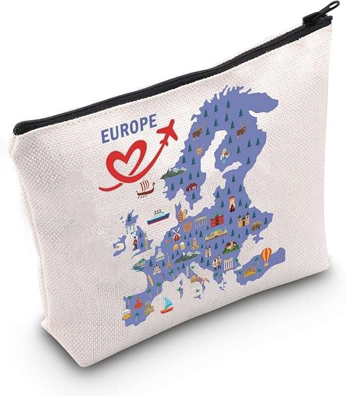 MEIKIUP Europe Travel Gift Cosmetic Bag for Travelers, Ideal for Europ