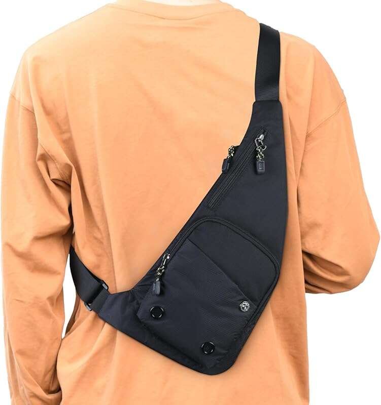 Peicees Water-Resistant Sling Bag - Slim Crossbody Backpack for Men, Ideal for Hiking and Travel