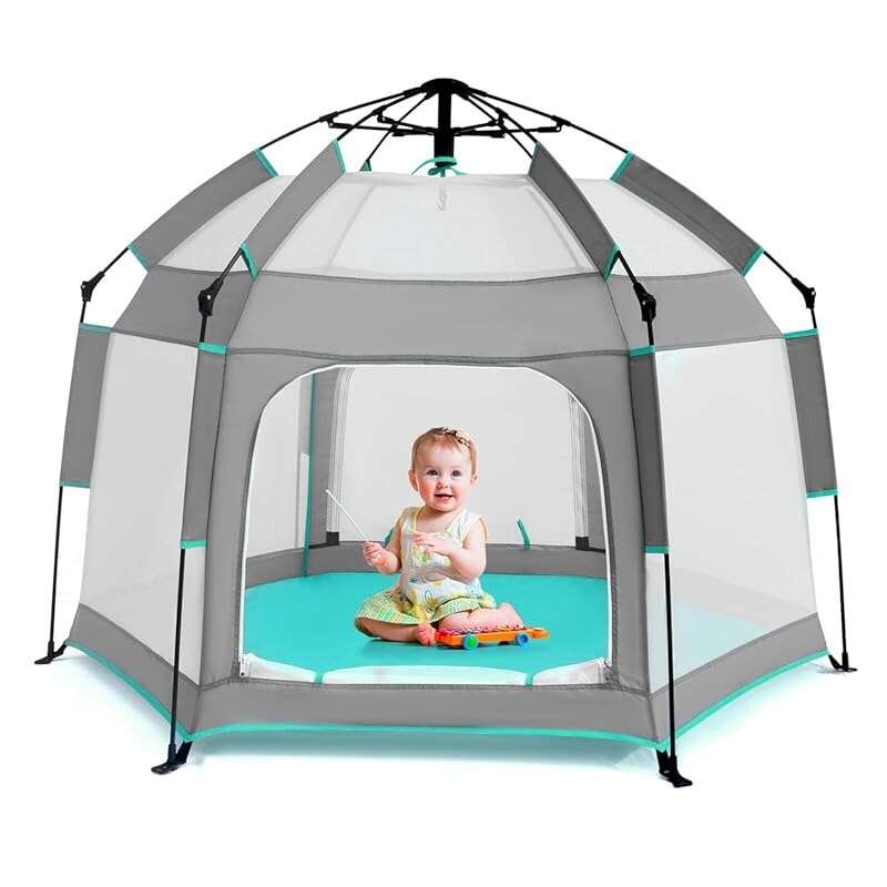 Bend River Baby Playpen with Canopy – Portable Indoor/Outdoor Toddler