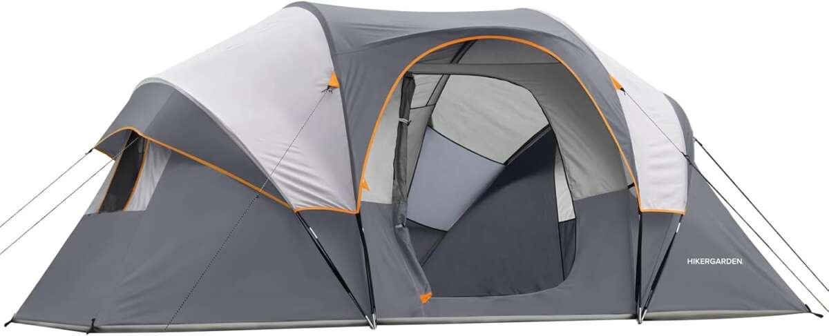 HIKERGARDEN 10-Person Family Camping Tent - Portable, Easy Setup, Wind
