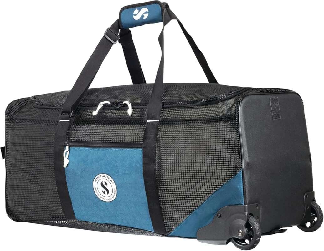 SCUBAPRO Sport Mesh 'N Roll 100 Wheeled Dive Bag with Adjustable Handle and Double Duffel Straps