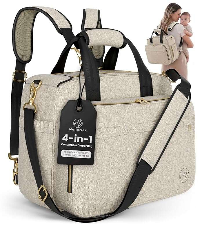 Mellories 4 in 1 Convertible Diaper Bag Tote for Boys and Girls - Vers