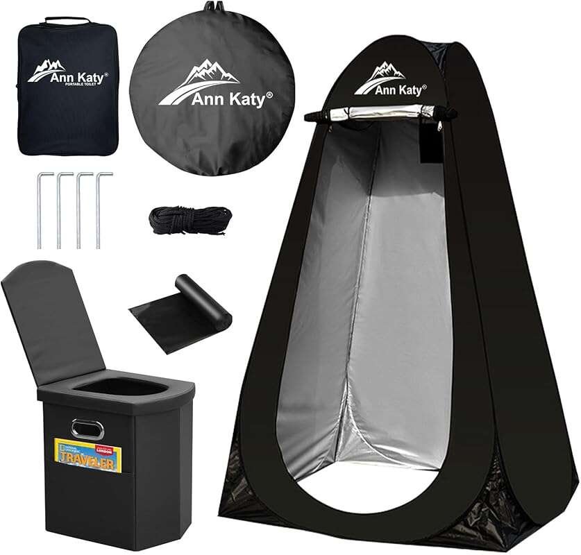 Ann Katy Portable Toilet - XL Privacy Tent Kit for Camping, Hiking, and Emergency Use