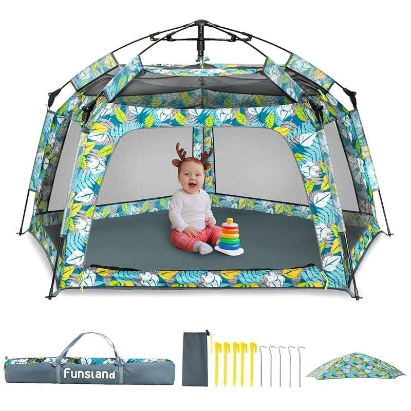 Baby Playpen Pop-up Tent – Indoor/Outdoor Portable Tent with Canopy and Travel Bag