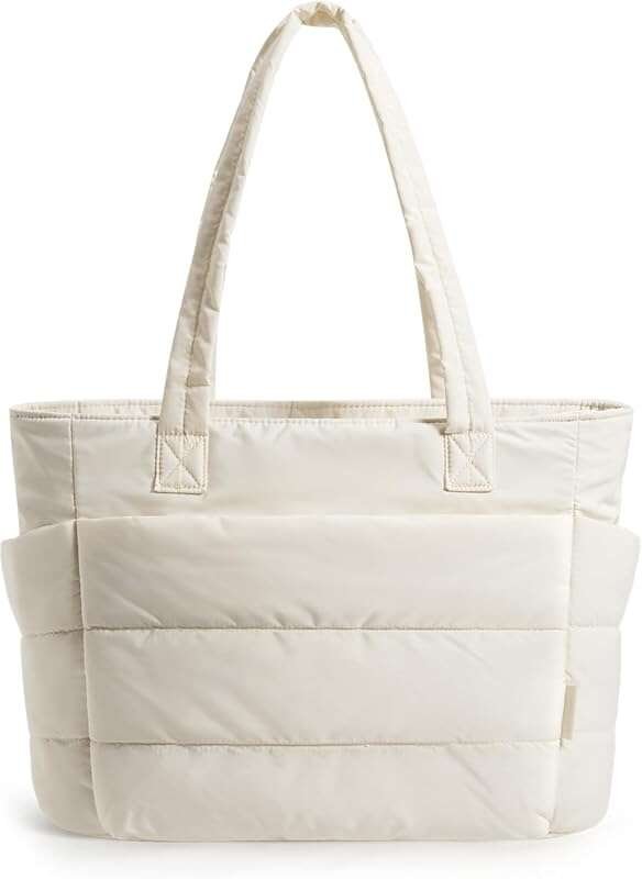 BAGSMART Lightweight Puffy Tote Bag with Compartments for Women, Perfect for Travel and Work