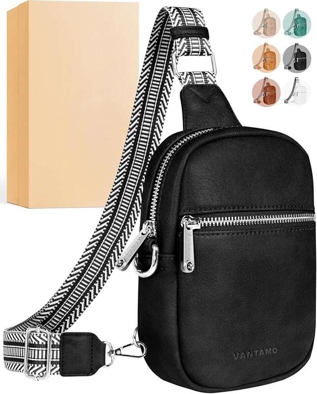 Vantamo Small Crossbody Bag: RFID Protection and Anti-Pickpocket Clip, Adjustable Strap