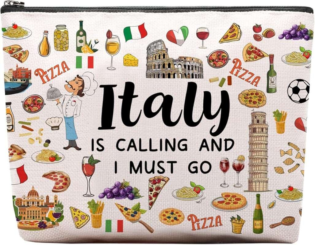 Italy Themed Makeup Bag - Perfect Gift for Women Travelers and Friends