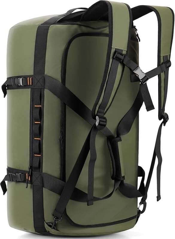 Hulongo 40L/60L/90L Waterproof Duffle Bag Backpack for Heavy Duty Travel Needs, Available in Green