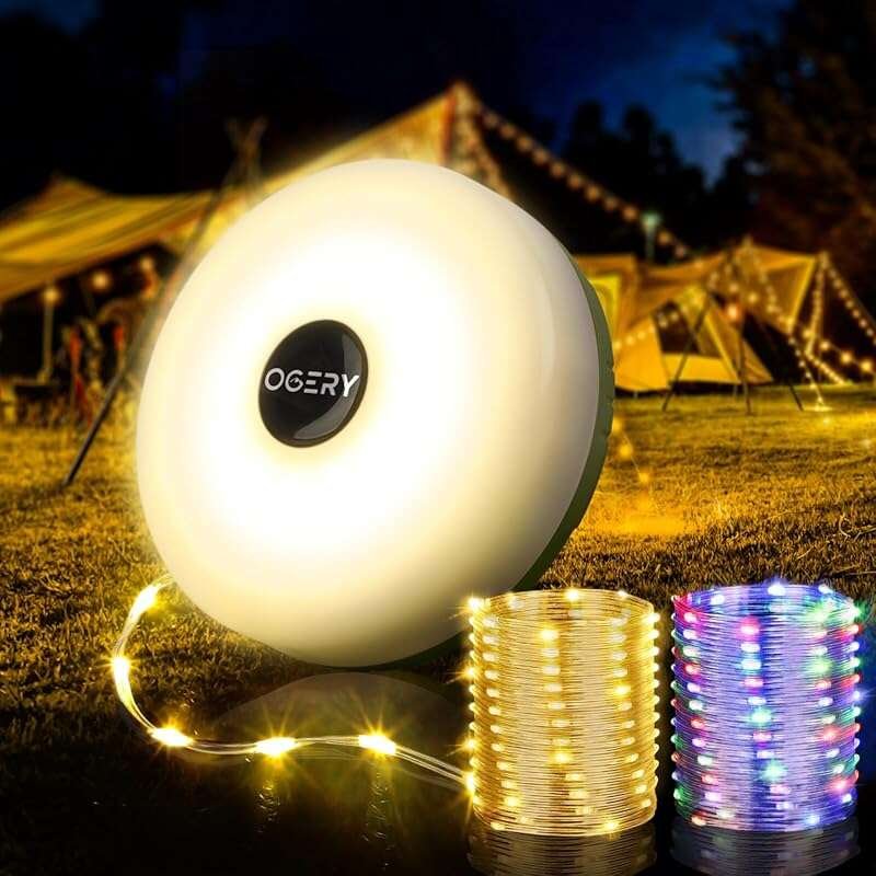 OGERY 4-in-1 Camping String Lights, 32.8FT Rechargeable with 8 Modes,