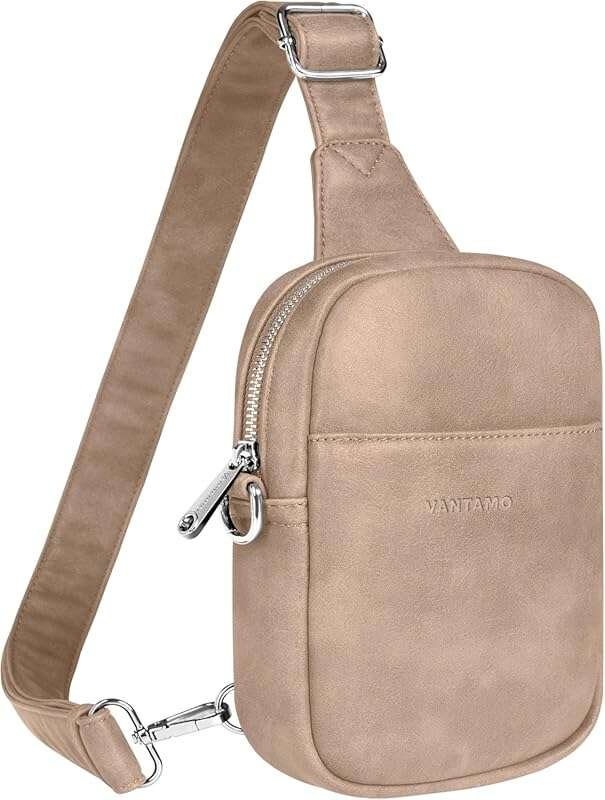 Vantamo Sling Bag: Adjustable Strap, RFID Protection, Anti-Pickpocket Clip for Women