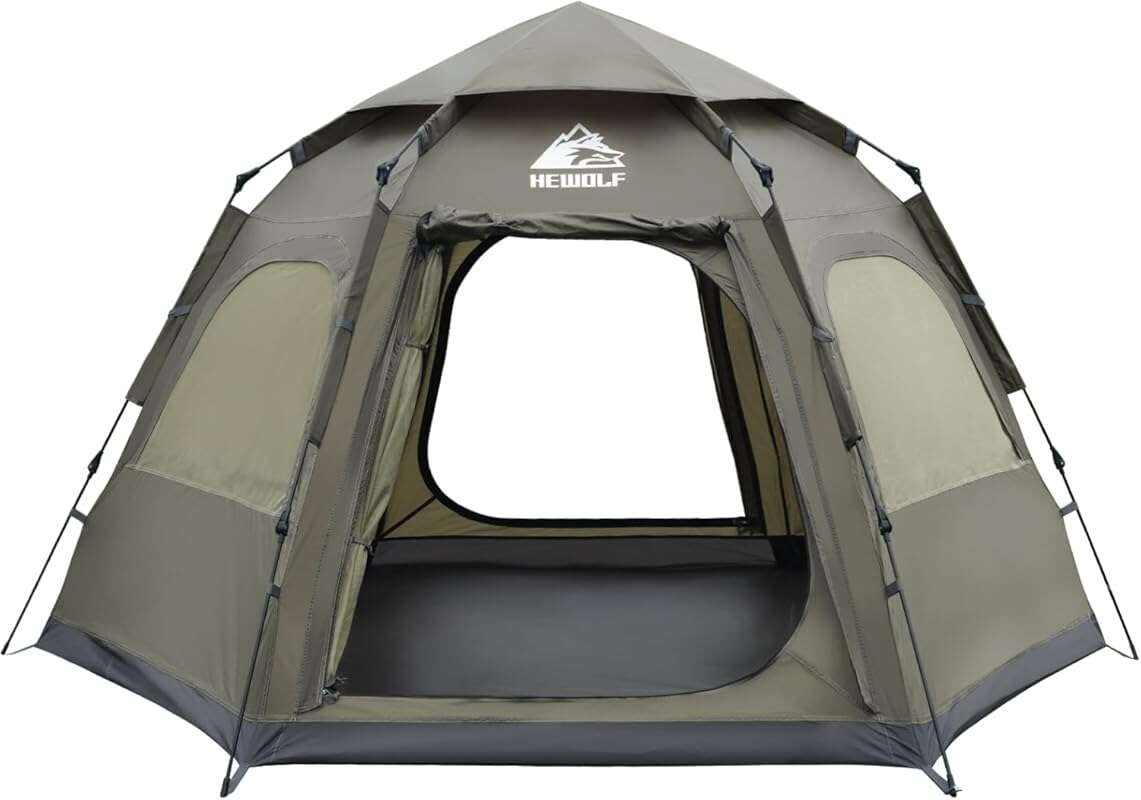 Hewolf 2/3/4 Person Camping Tent - Instant Waterproof Tent with Easy Setup and Hexagonal Design