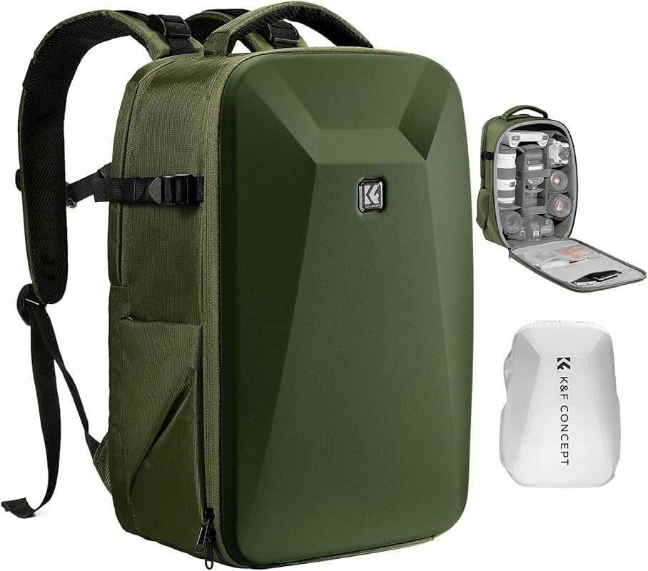K&F CONCEPT Hardshell Camera Backpack with 15.6