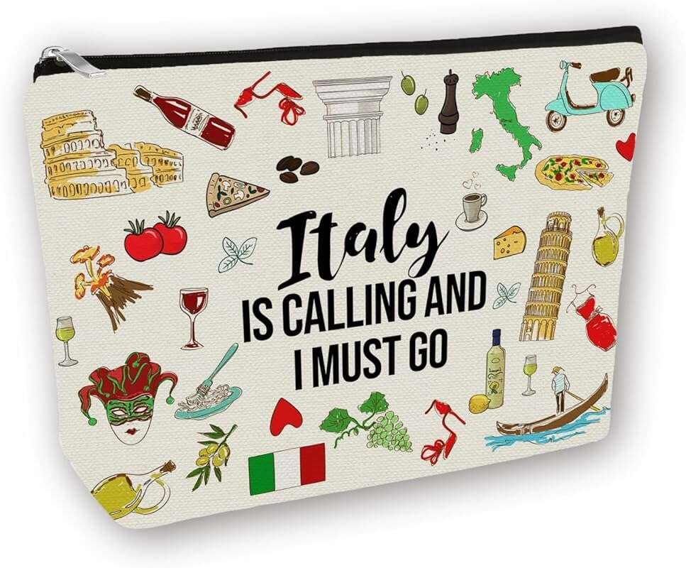 Italy Travel Essentials Makeup Bag - Ideal Gift for Teen Girls and Wom