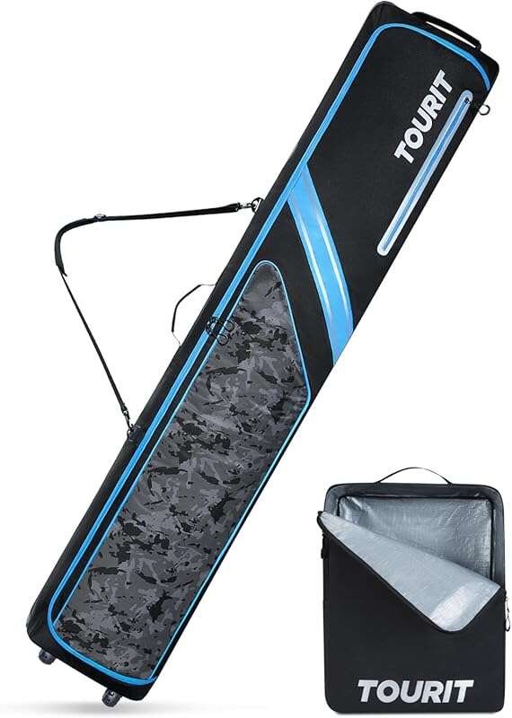 TOURIT Fully Padded Rolling Ski Bag and Boot Bag Combo with Wheels for