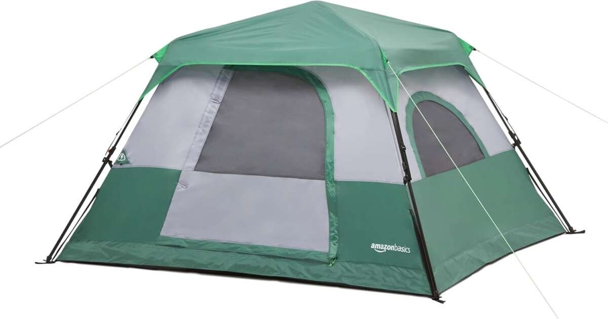 Amazon Basics Instant Camping Tent, Weather-Resistant, Quick Setup wit