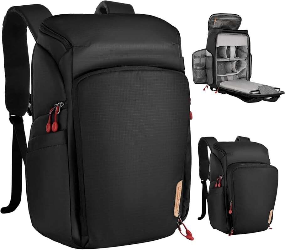 K&F CONCEPT Waterproof Camera Backpack - 25L Capacity, Raincover, 15.6