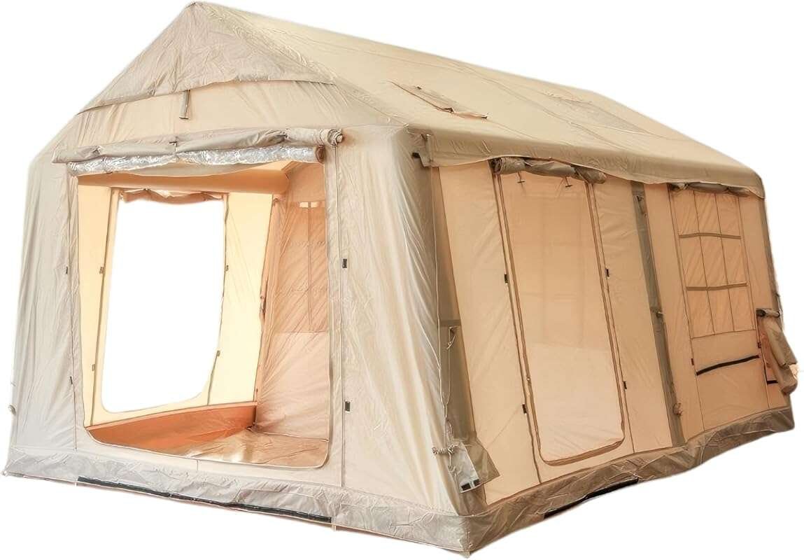 Inflatable 4-Season Glamping Tent with Stove Jack & Cotton Canvas