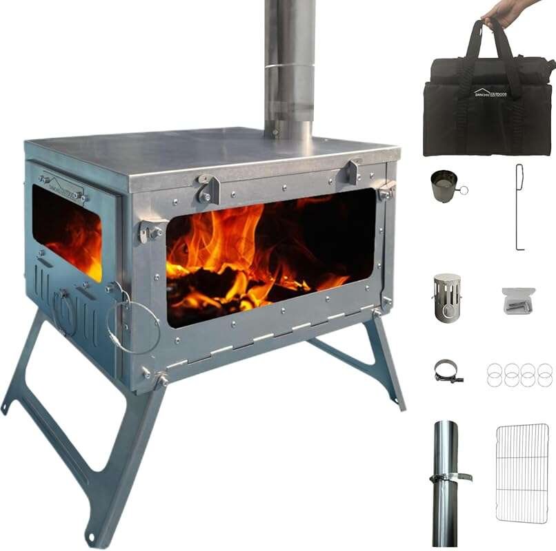 DANCHEL OUTDOOR TSG Portable TA1 Titanium Tent Wood Stove for Backpack