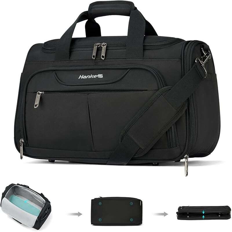 Hanke Foldable Lightweight Underseat Carry-On Bag for Travel, Perfect