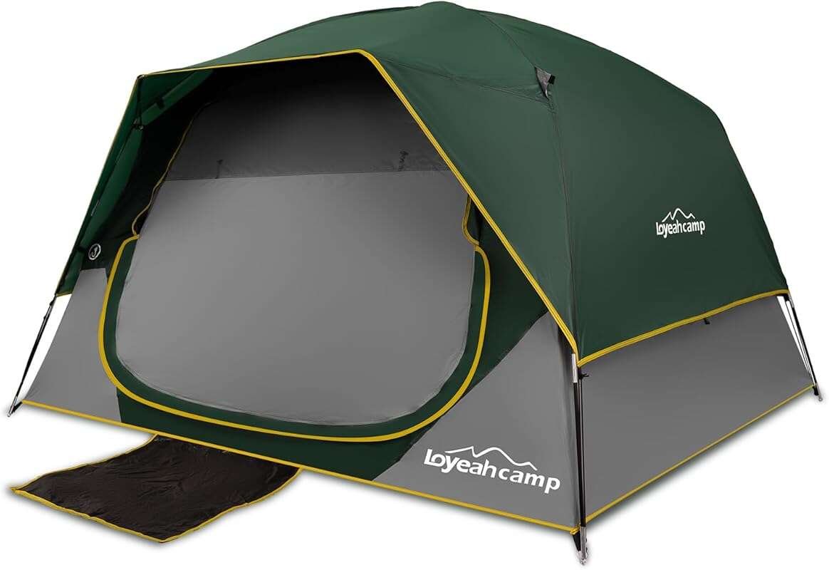 Waterproof 4-Person Dome Tent, Easy Setup with Rainfly & Carry Bag for