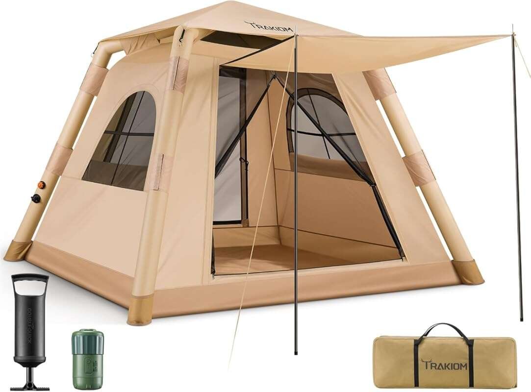 Trakiom Inflatable Camping Tent for 2-4 Persons, Easy Setup with Autom