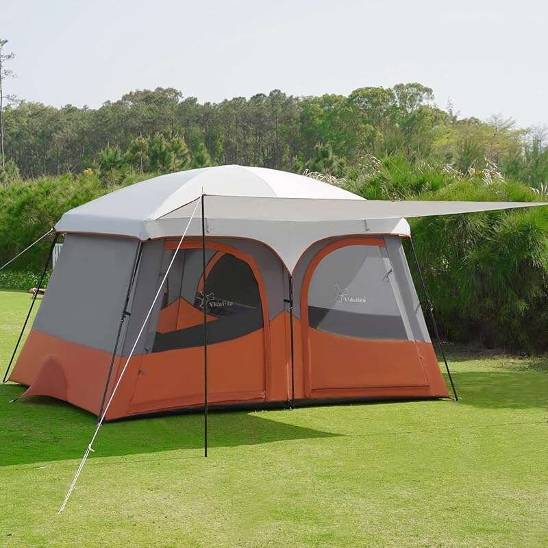 Vidalido 6-8 Person Weather Resistant Camping Tent with Extended Vesti