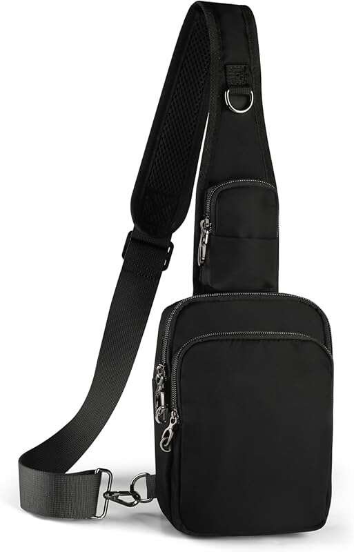 VADOO Sling Bag - Crossbody with Zipper Lock, RFID Blocking, Water Res