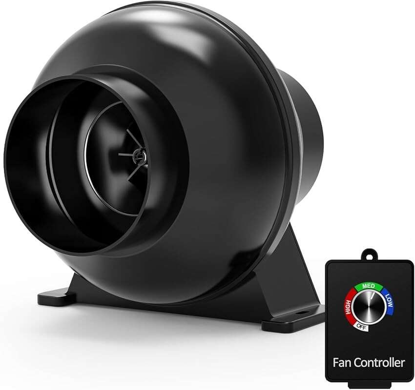 Toolazy 4 Inch ETL-Listed Quiet Inline Fan with Speed Control, 195 CFM