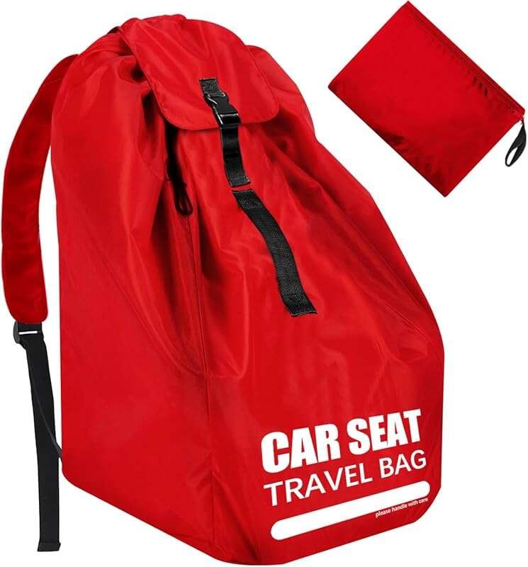 Large Car Seat Travel Bag for Airplane with Padded Straps - Essential 