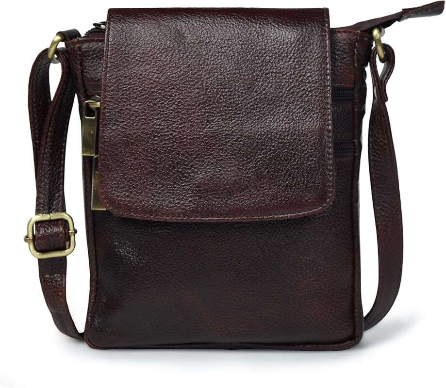 ADYAN Genuine Leather Crossbody Messenger Bag for Men and Women - Adju