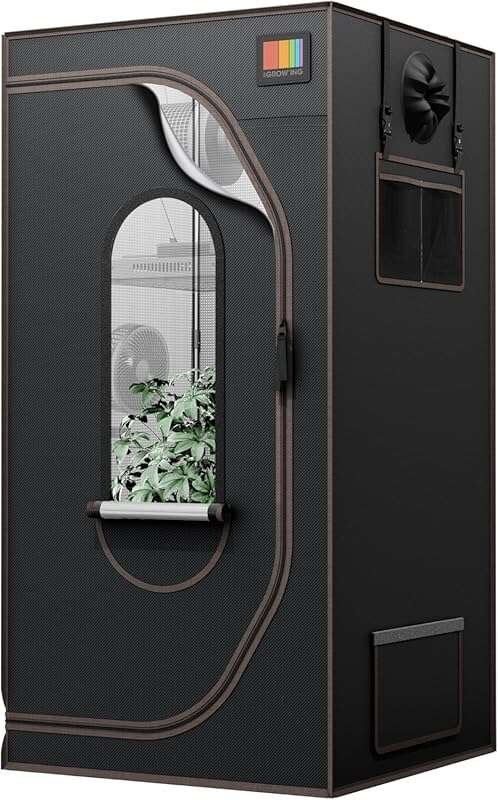 Medium Light Proof 3x3 Grow Tent with Reflective Mylar Window & Floor 