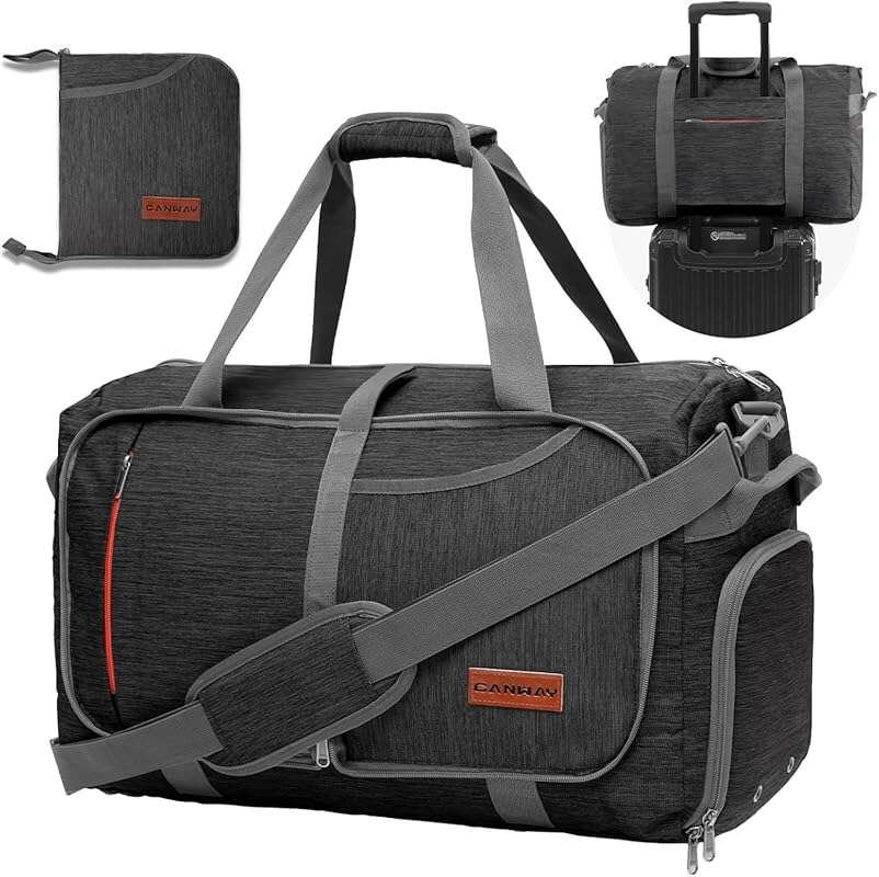 Canway 40L Foldable Duffle Bag, Airline Approved Carry On with Shoe Co