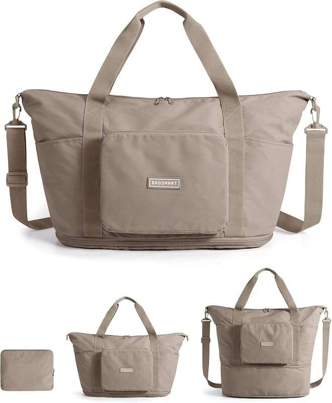 BAGSMART Foldable Travel Bag - 37L Expandable, Lightweight, Water Resi