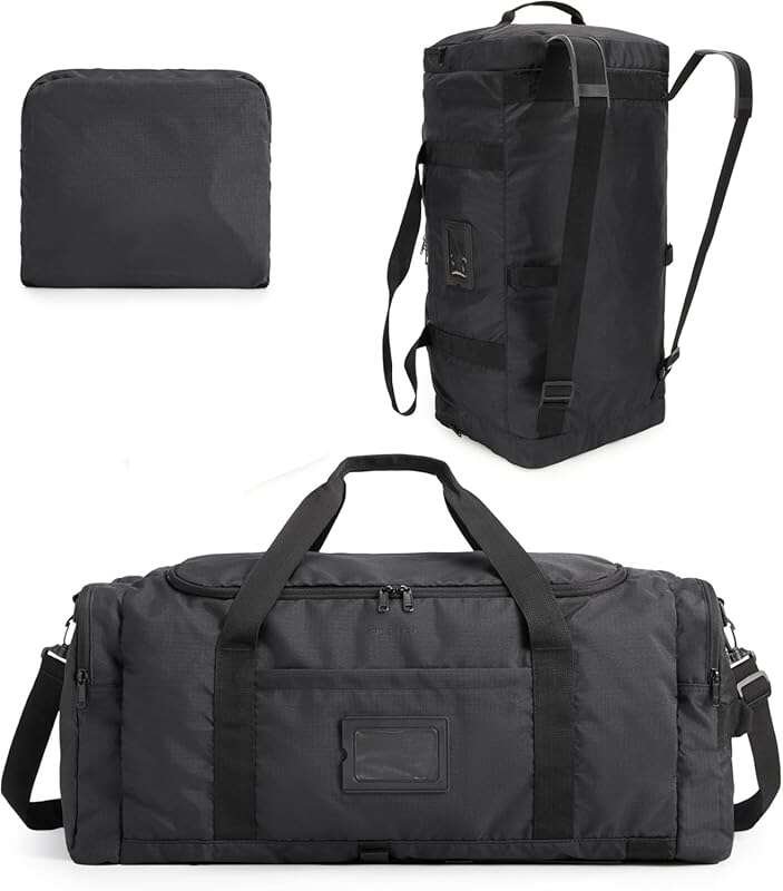 BAGSAMRT 60L Foldable Duffle Bag, Versatile 4-in-1 Backpack for Men, Ideal for Travel